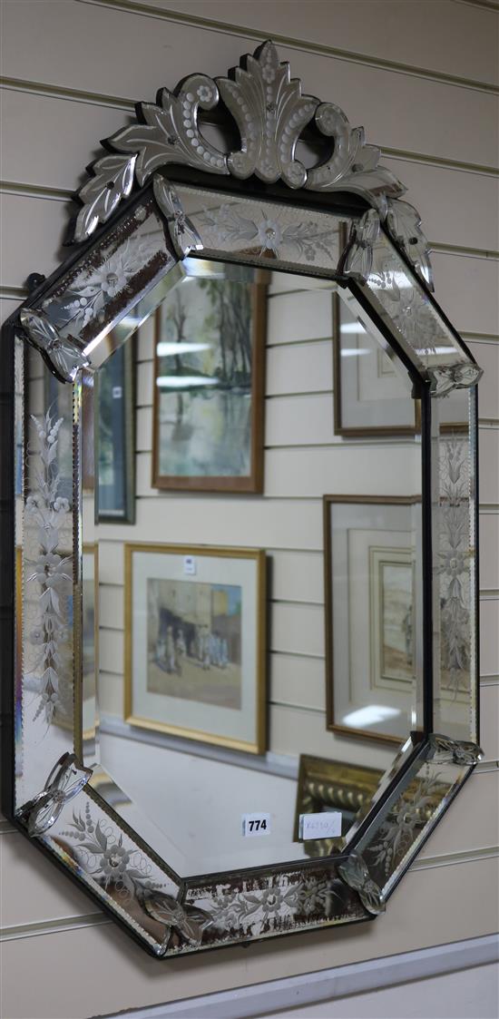 A Venetian style mirror W.59cm.